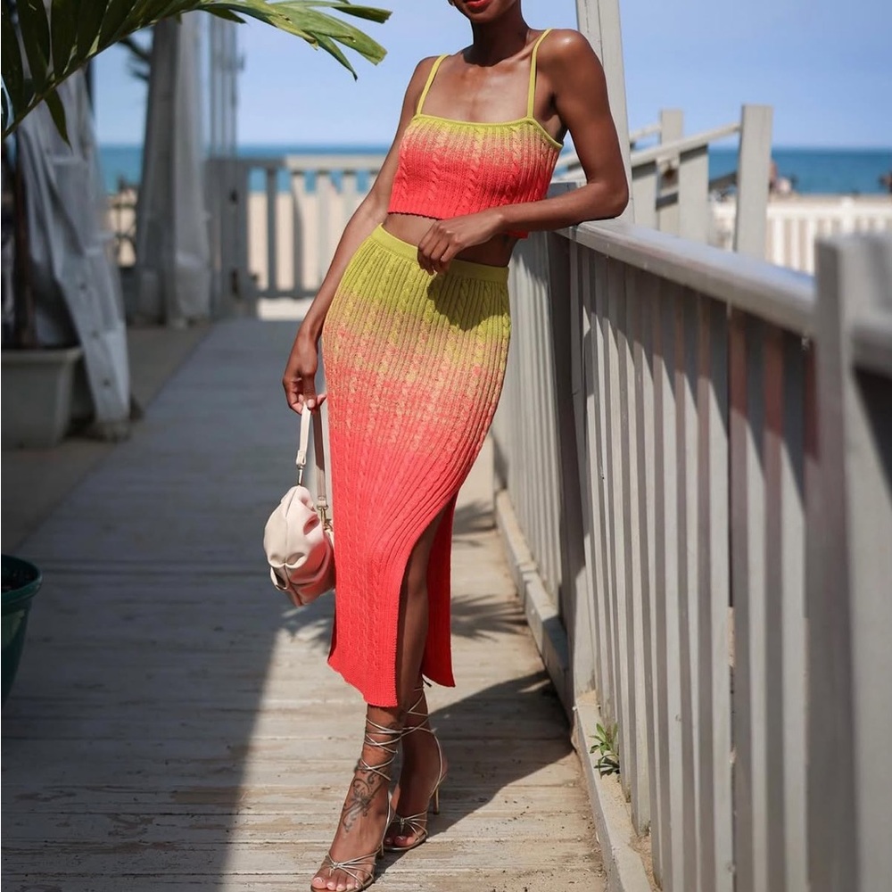 Vibrant Ombré Two-Piece Dress - Picture 2 of 2